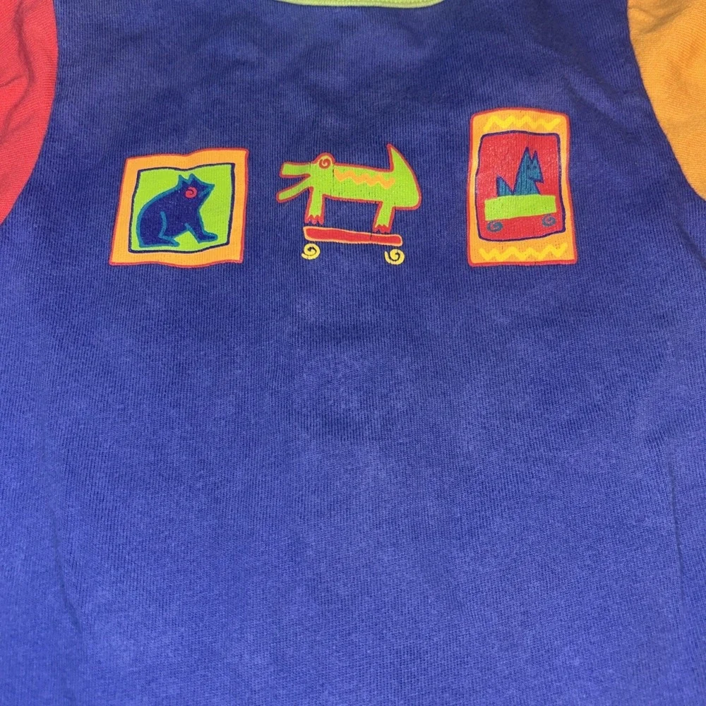 Vintage Gymboree Newborn Romper 90s Colorblock Blue Red Yellow Cotton One Piece